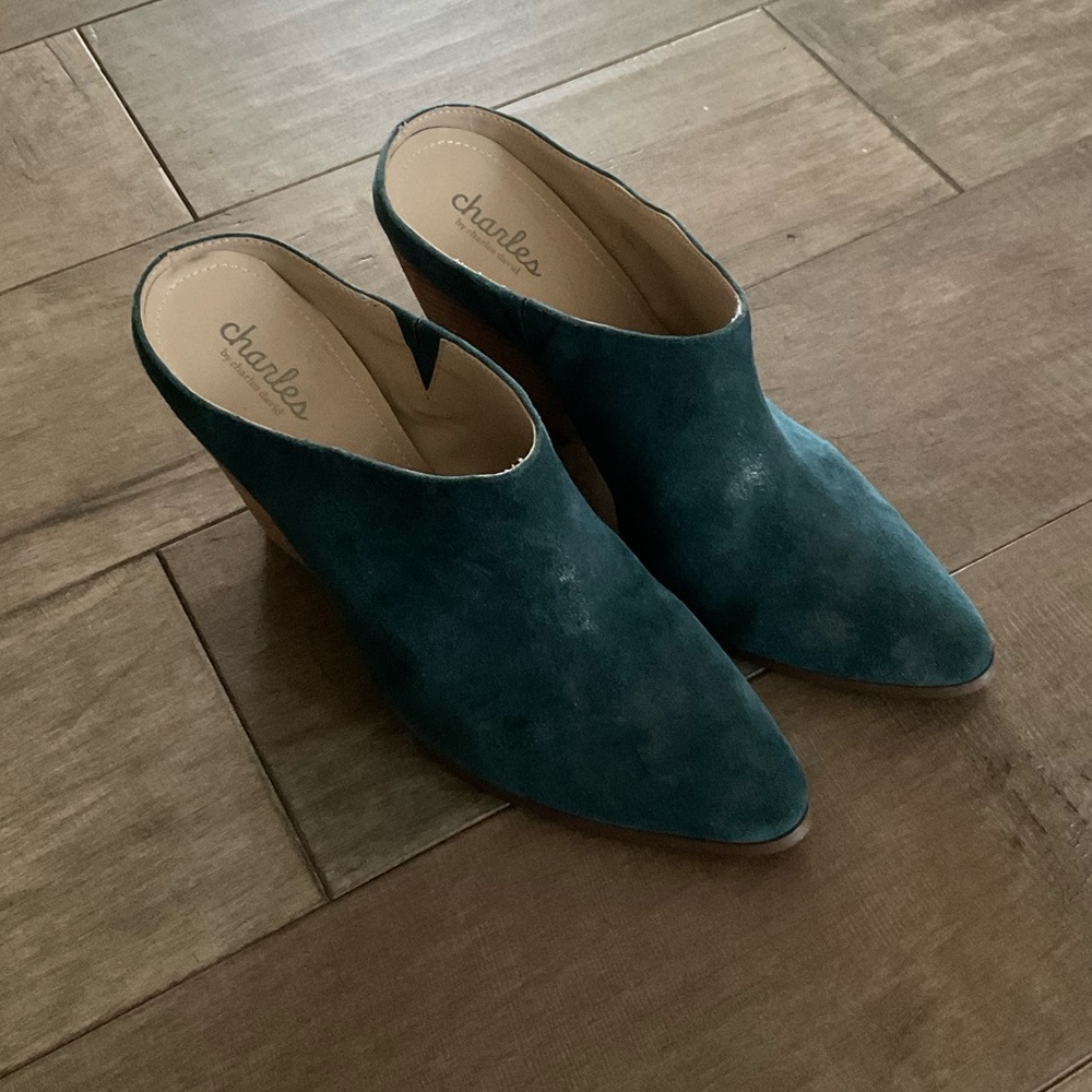 Charles David blue suede wedges